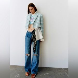 NEW- 2 Piece Sets ZARA Checkered Textured Blazer & Skort